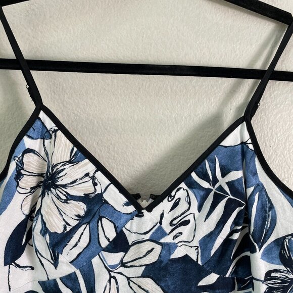 Banana Republic Womens 6 Floral Spaghetti Strap Linen Flounce V Neck  Midi Dress - Picture 4 of 11